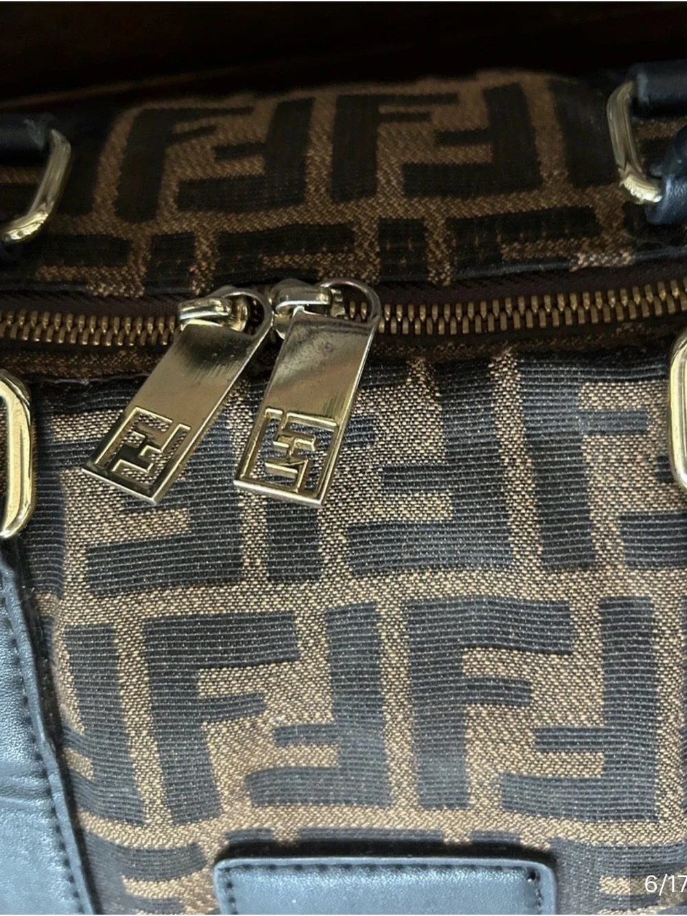 Fendi Brown Monogram Canvas Duffel with Black Trim